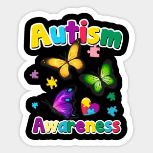 Autism Awareness Butterfly Puzzle Pieces Sticker